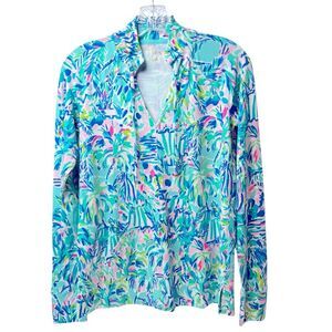 Lilly Pulitzer Cassi Popover Cabana Cocktail Blue Ibiza Size XS NWT